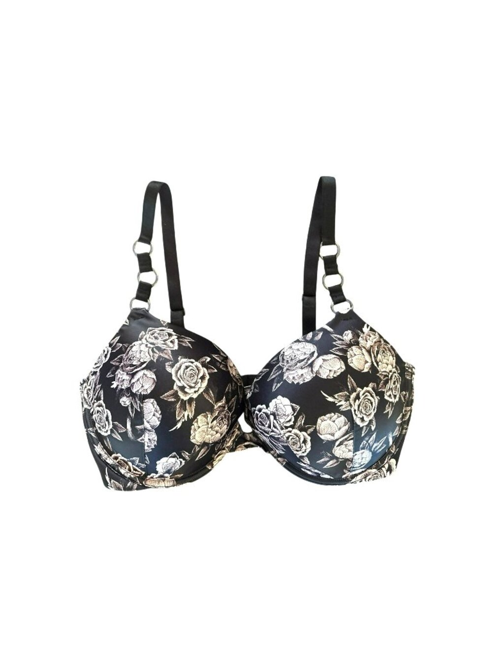 Victorias Secret Very Sexy Black Rose Print Push-Up Bra 36DD